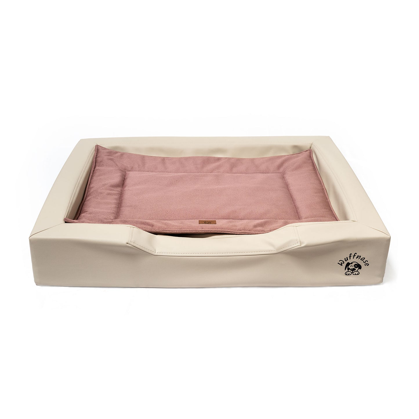 Orthopädisches Hundebett Pfotenruhe im Set mit Anti-Haar Decke Ella – BEIGE/ROSA