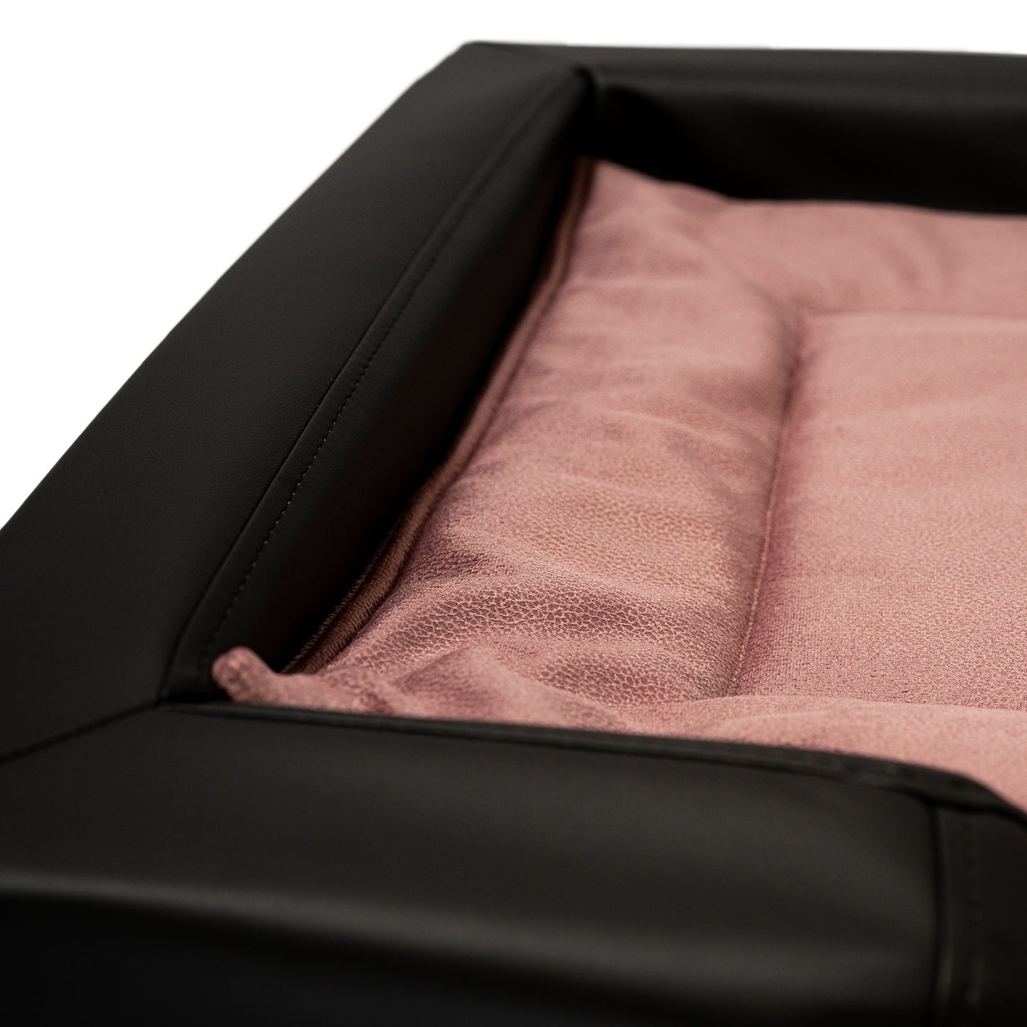 Orthopädisches Hundebett Pfotenruhe im Set mit Anti-Haar Decke Ella – SCHWARZ/ROSA