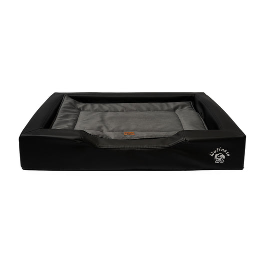 Orthopädisches Hundebett Pfotenruhe im Set mit Anti-Haar Decke Ella – SCHWARZ/ANTHRAZIT