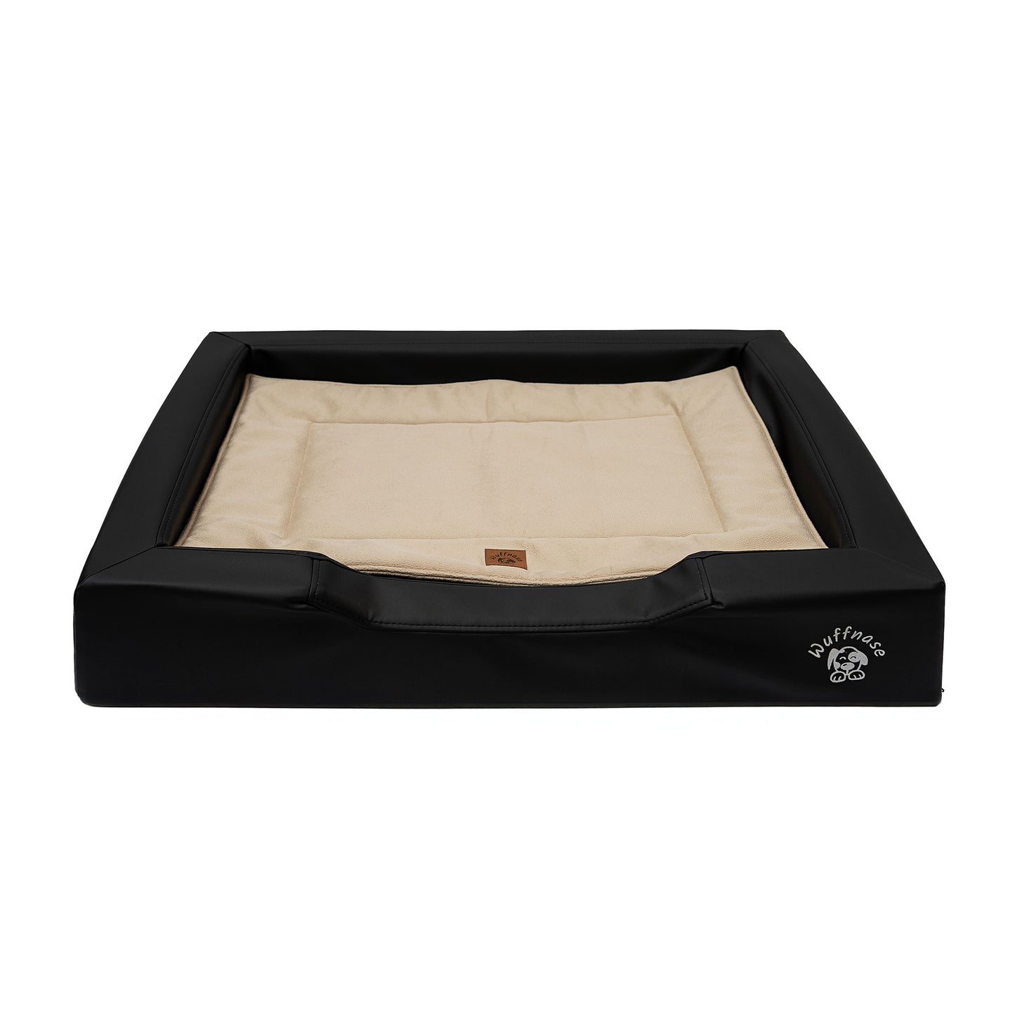 Orthopädisches Hundebett Pfotenruhe im Set mit Anti-Haar Decke Ella – SCHWARZ/BEIGE