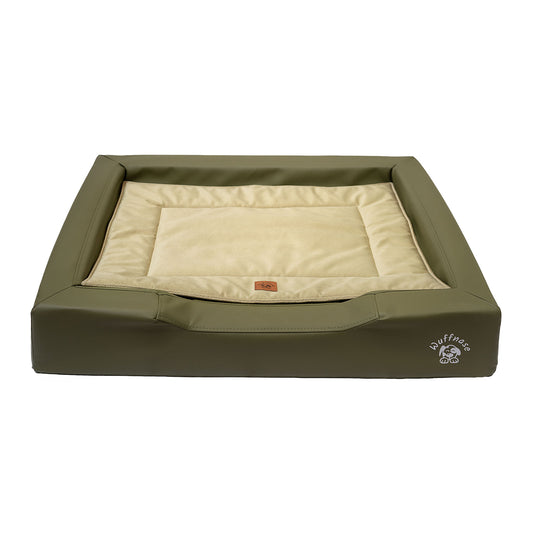 Orthopädisches Hundebett Pfotenruhe im Set mit Anti-Haar Decke Ella – GRÜN/GRÜN