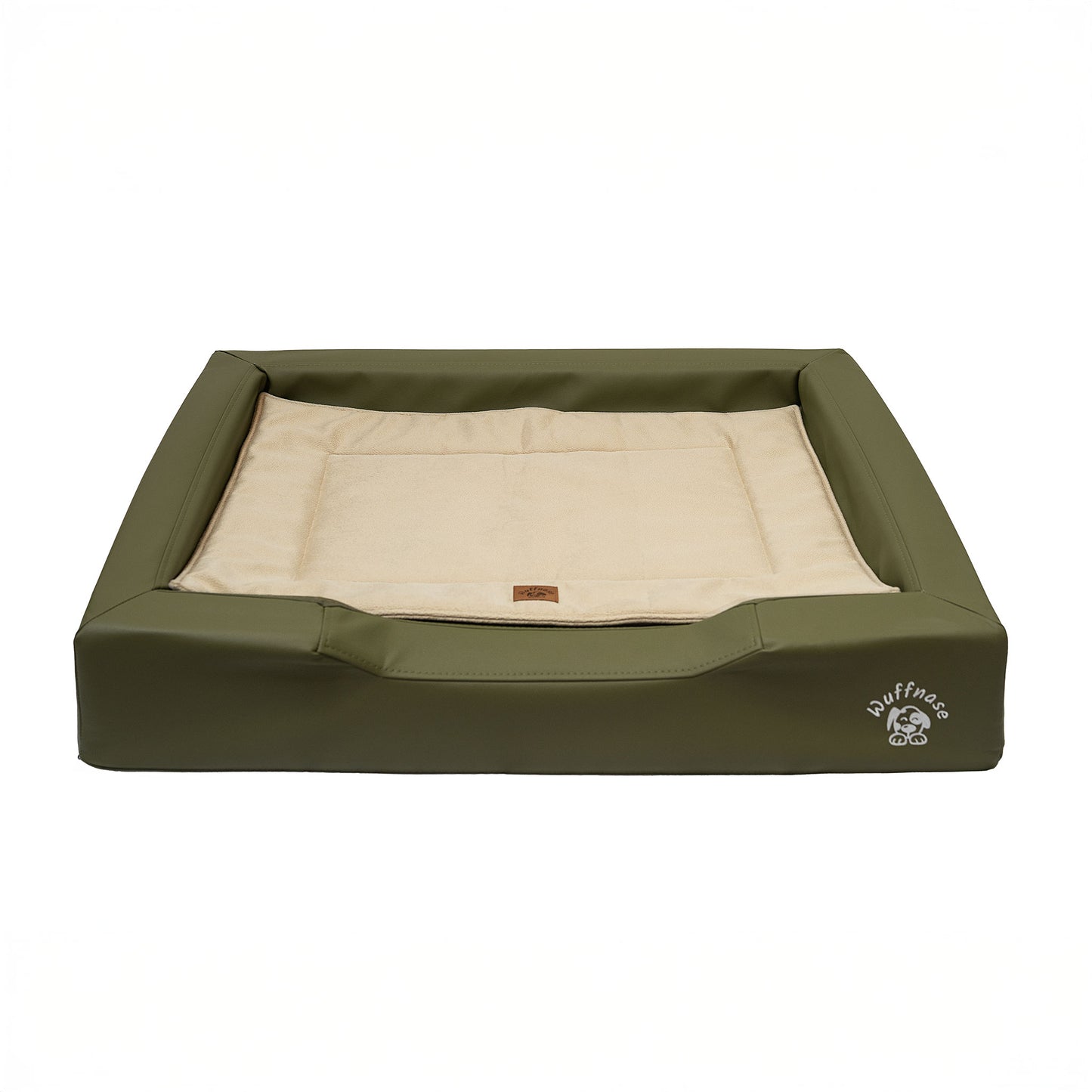 Orthopädisches Hundebett Pfotenruhe im Set mit Anti-Haar Decke Ella – GRÜN/BEIGE