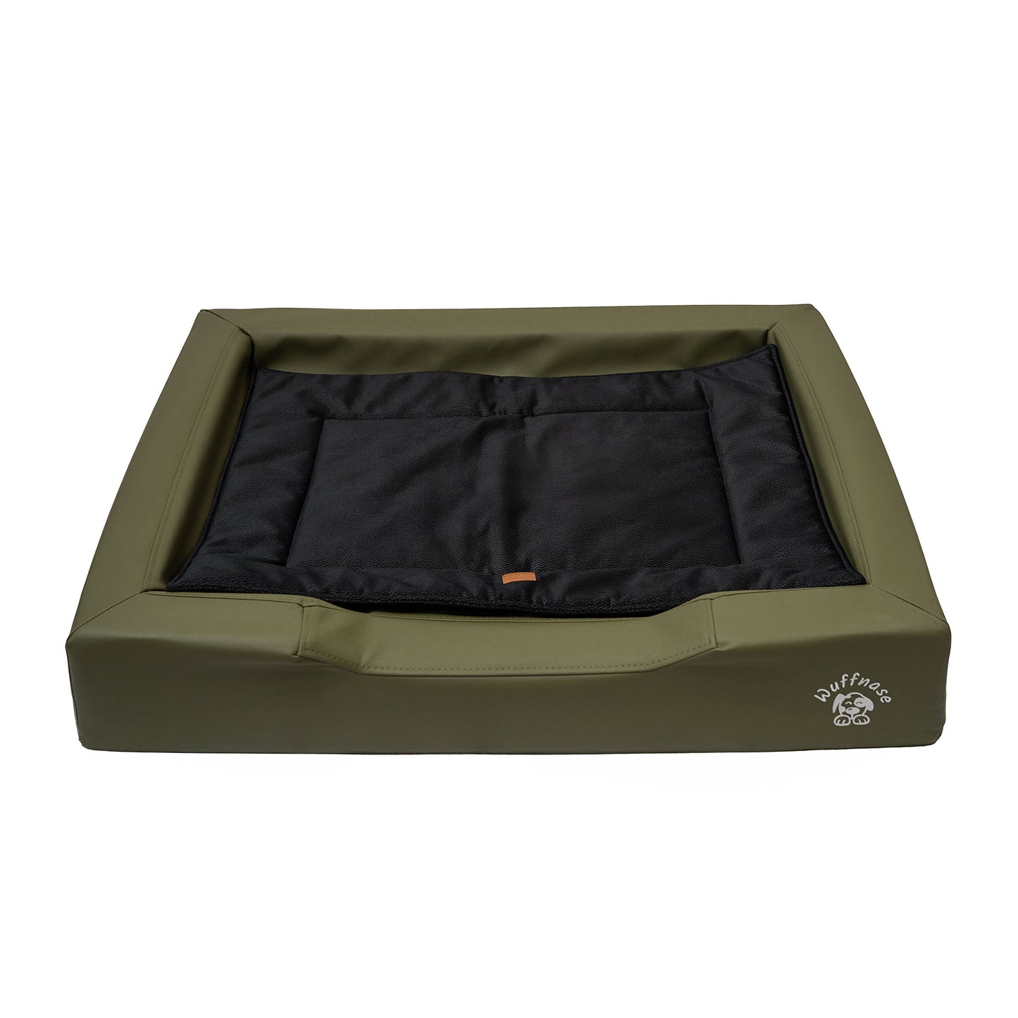 Orthopädisches Hundebett Pfotenruhe im Set mit Anti-Haar Decke Ella – GRÜN/SCHWARZ