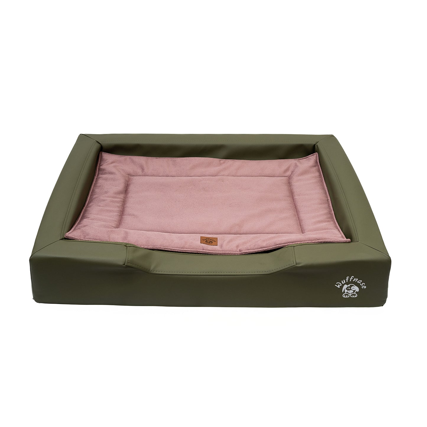 Orthopädisches Hundebett Pfotenruhe im Set mit Anti-Haar Decke Ella – GRÜN/ROSA