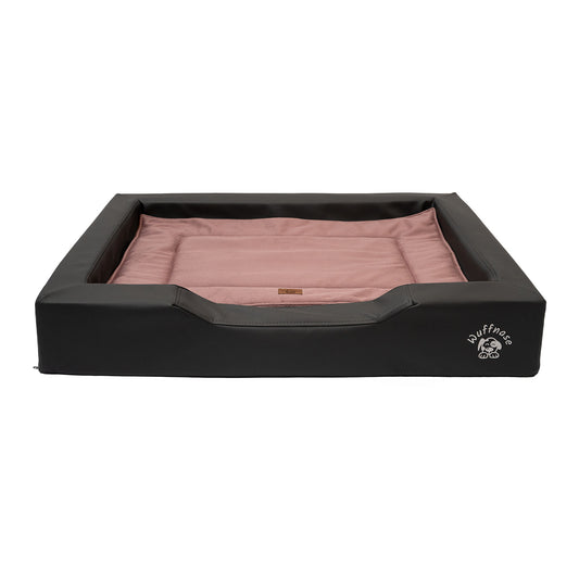 Orthopädisches Hundebett Pfotenruhe im Set mit Anti-Haar Decke Ella – ANTHRAZIT/ROSA