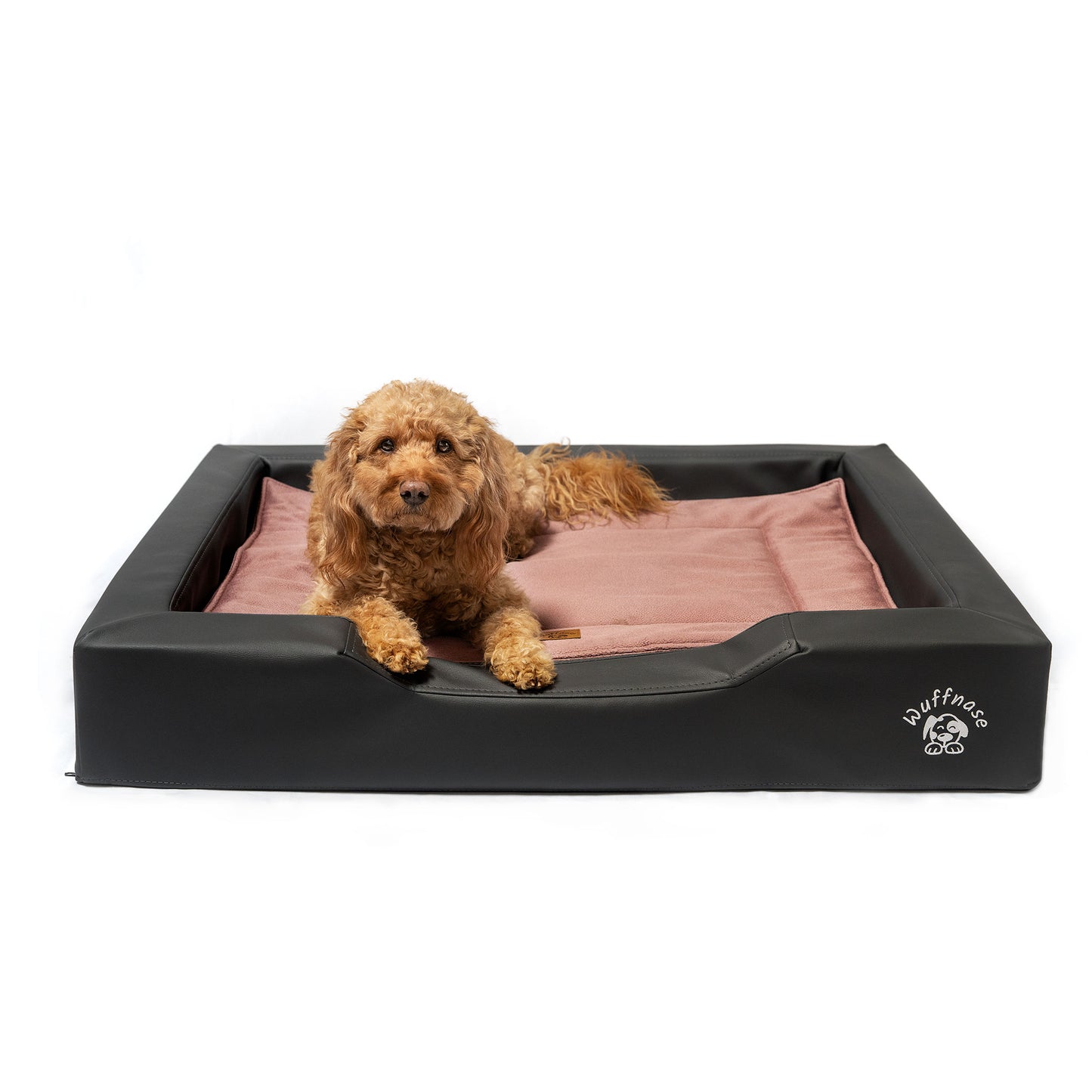 Orthopädisches Hundebett Pfotenruhe im Set mit Anti-Haar Decke Ella – ANTHRAZIT/ROSA