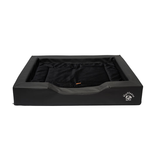 Orthopädisches Hundebett Pfotenruhe im Set mit Anti-Haar Decke Ella – ANTHRAZIT/SCHWARZ