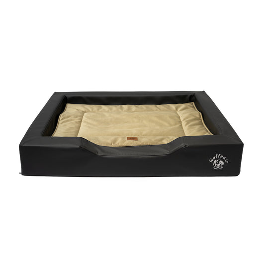 Orthopädisches Hundebett Pfotenruhe im Set mit Anti-Haar Decke Ella – ANTHRAZIT/GRÜN