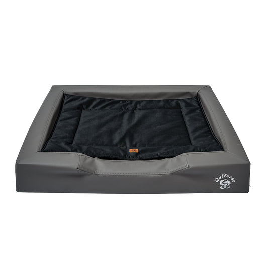 Orthopädisches Hundebett Pfotenruhe im Set mit Anti-Haar Decke Ella – GRAU/SCHWARZ