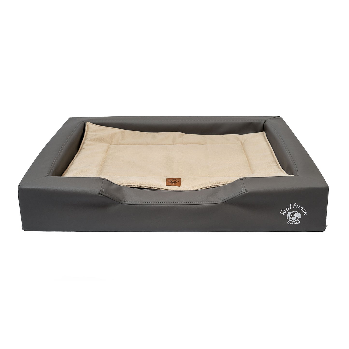 Orthopädisches Hundebett Pfotenruhe im Set mit Anti-Haar Decke Ella – GRAU/BEIGE