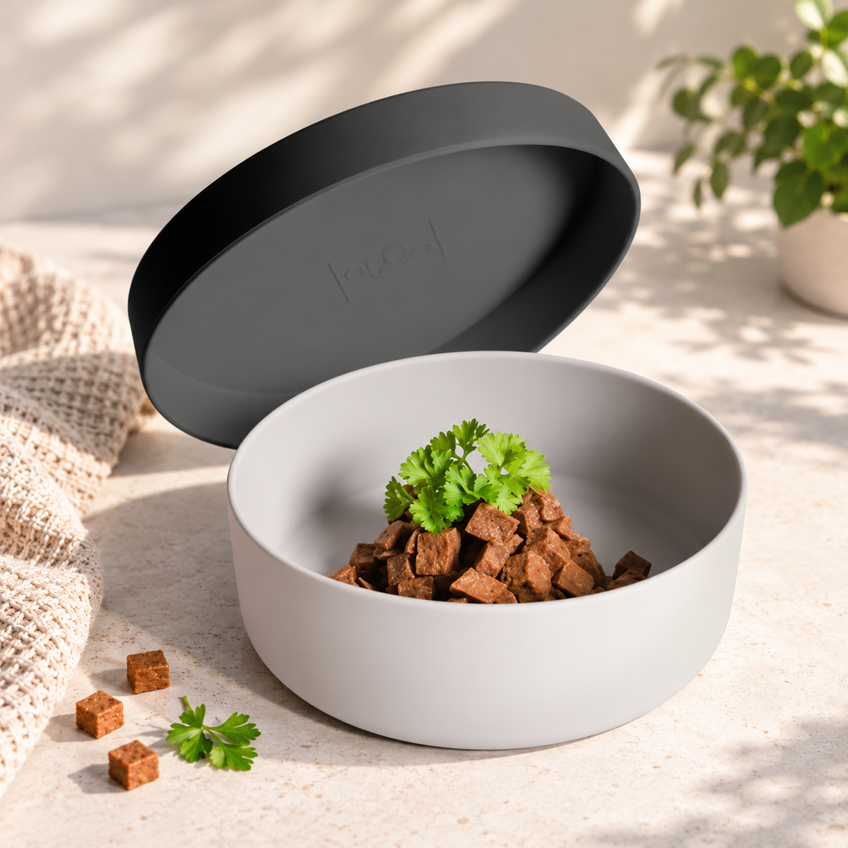 Silikon-Futternapf mit Deckel – Duo