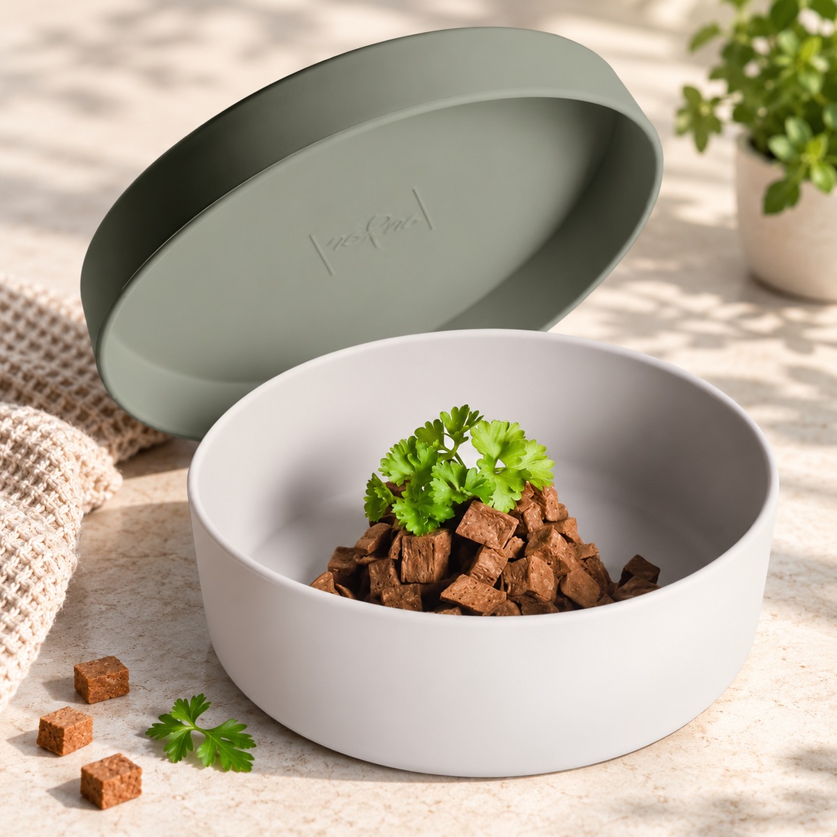 Silikon-Futternapf mit Deckel – Duo