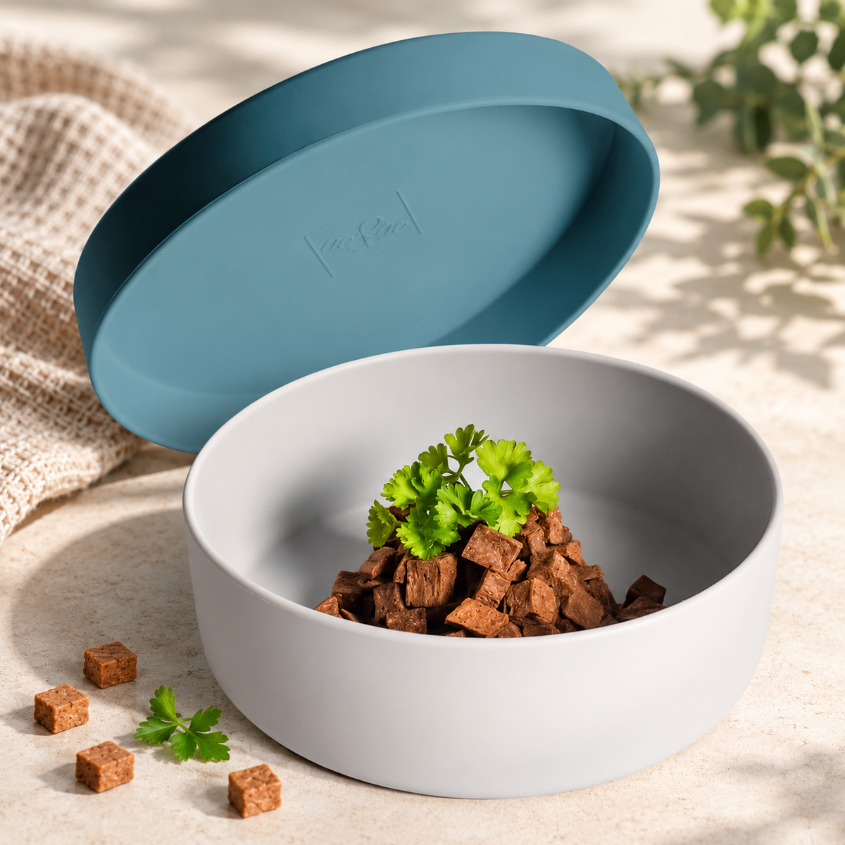 Silikon-Futternapf mit Deckel – Duo