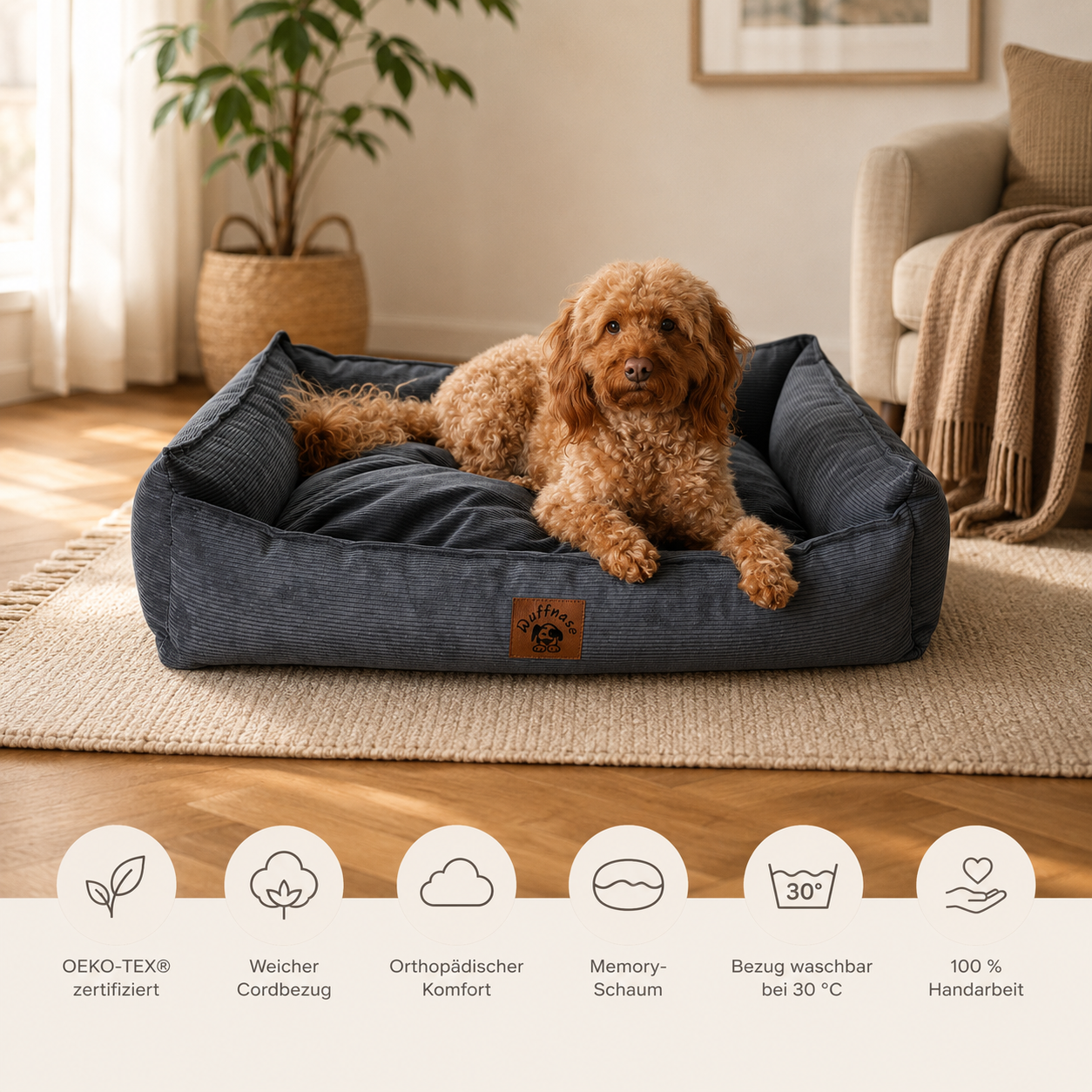 Hundebett Wolkenruhe - Anthrazit