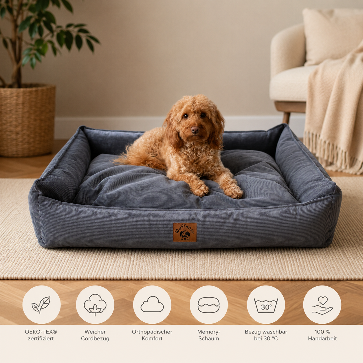 Hundebett Wolkenruhe - Anthrazit